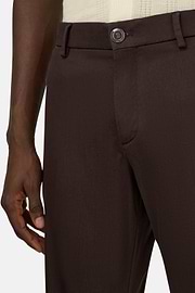 Pantalon En Coton Tencel Extensible, Marron, thumb, 4