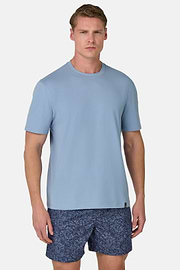 T-Shirt In Stretch Supima Cotton, Indigo, hi-res