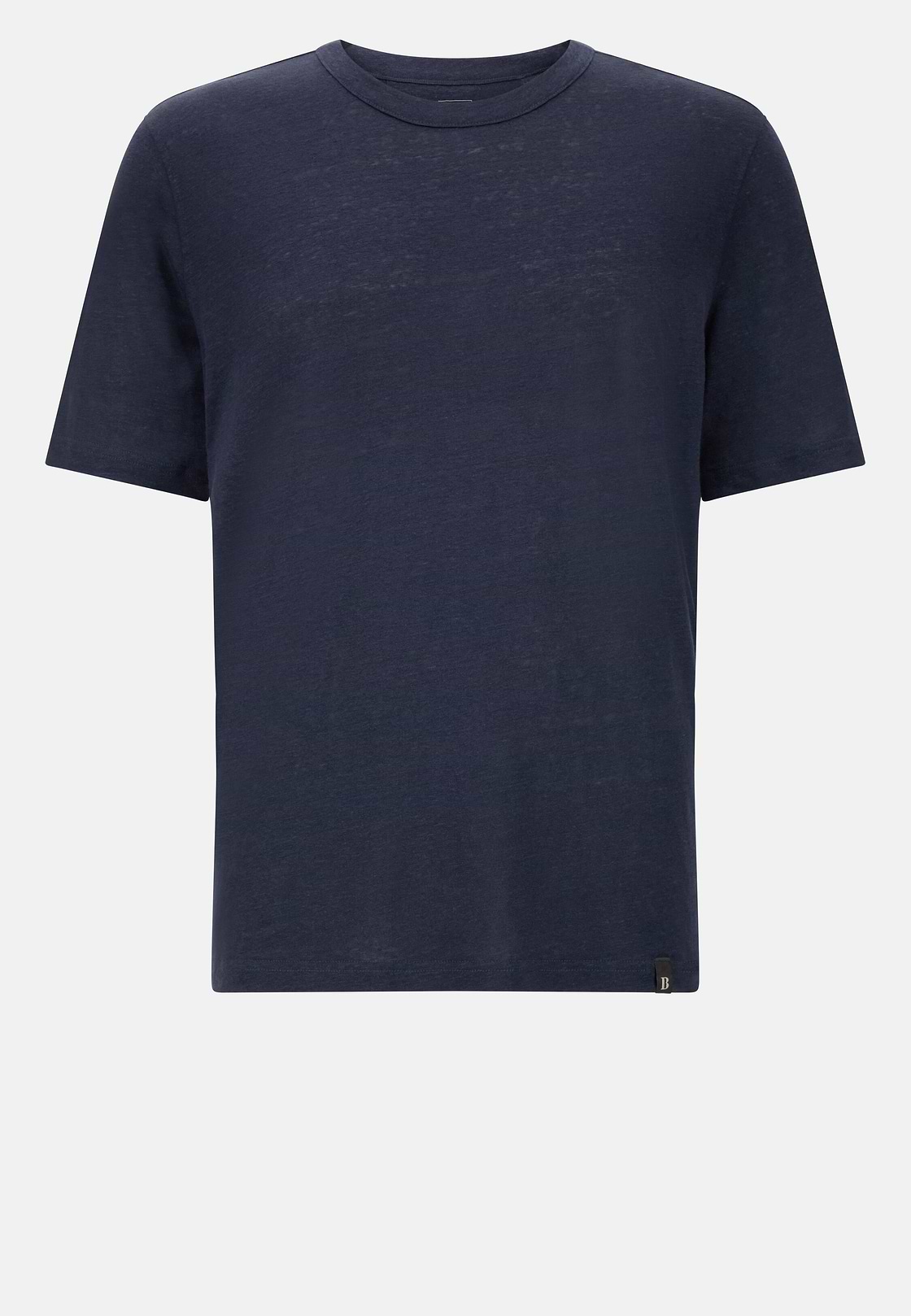 T-Shirt in Stretch Linen Jersey, Navy blue, hi-res