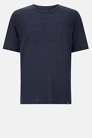 T-Shirt in Stretch Linen Jersey, Navy blue, hi-res