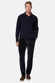 Navy Polo Neck Jumper in a Cashmere Blend, Navy blue, hi-res