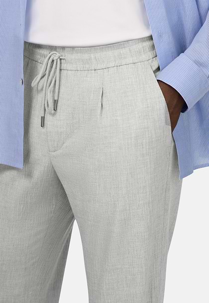City Trousers in Stretch Seersucker, Light grey, hi-res