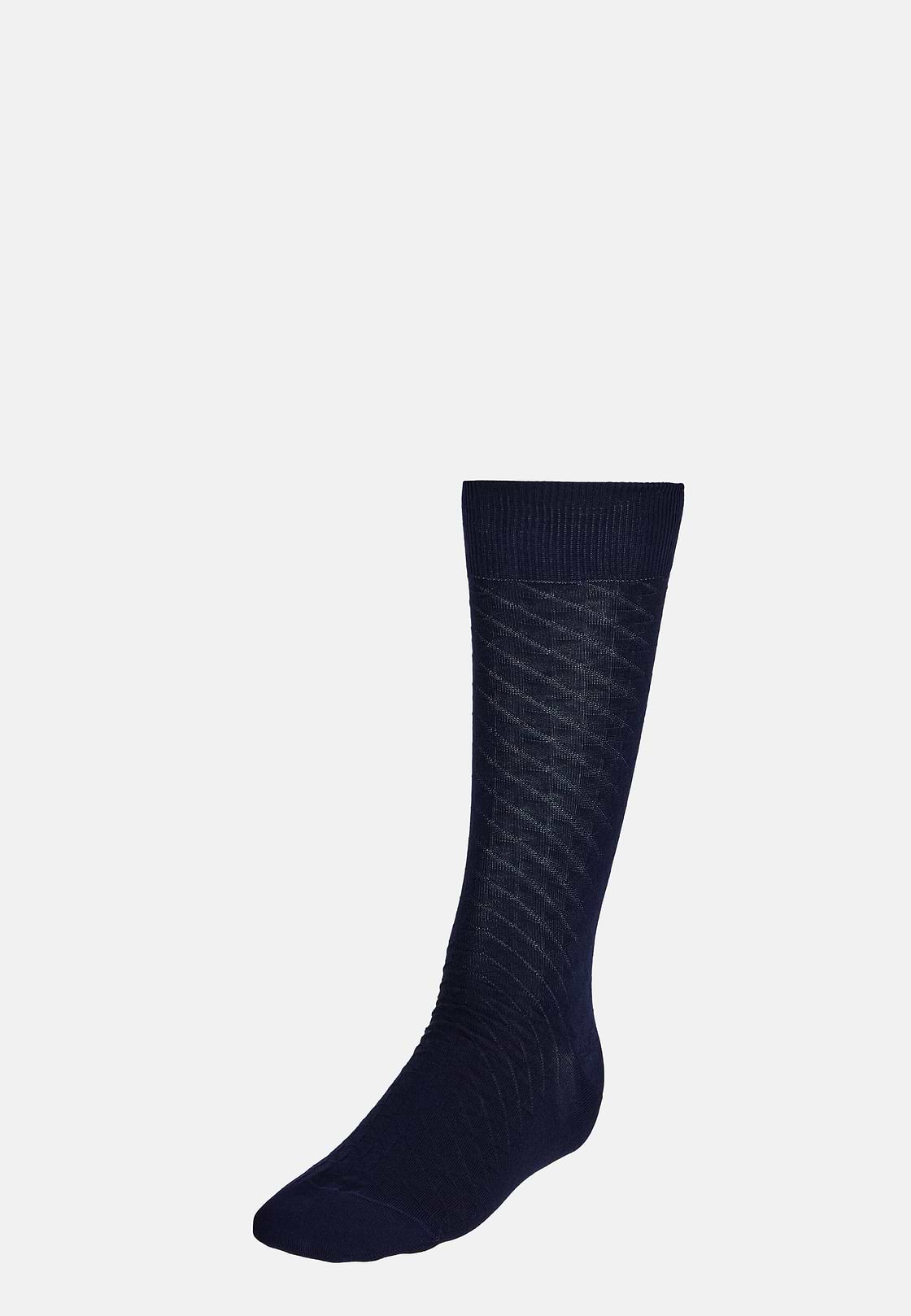 Cotton Blend Jacquard Socks, Navy blue, hi-res
