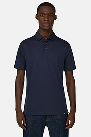 Polo Aus Seiden-Mix, Navy blau, thumb, 1