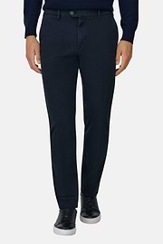 Trousers in Stretch Cotton Tencel, Navy blue, thumb, 1