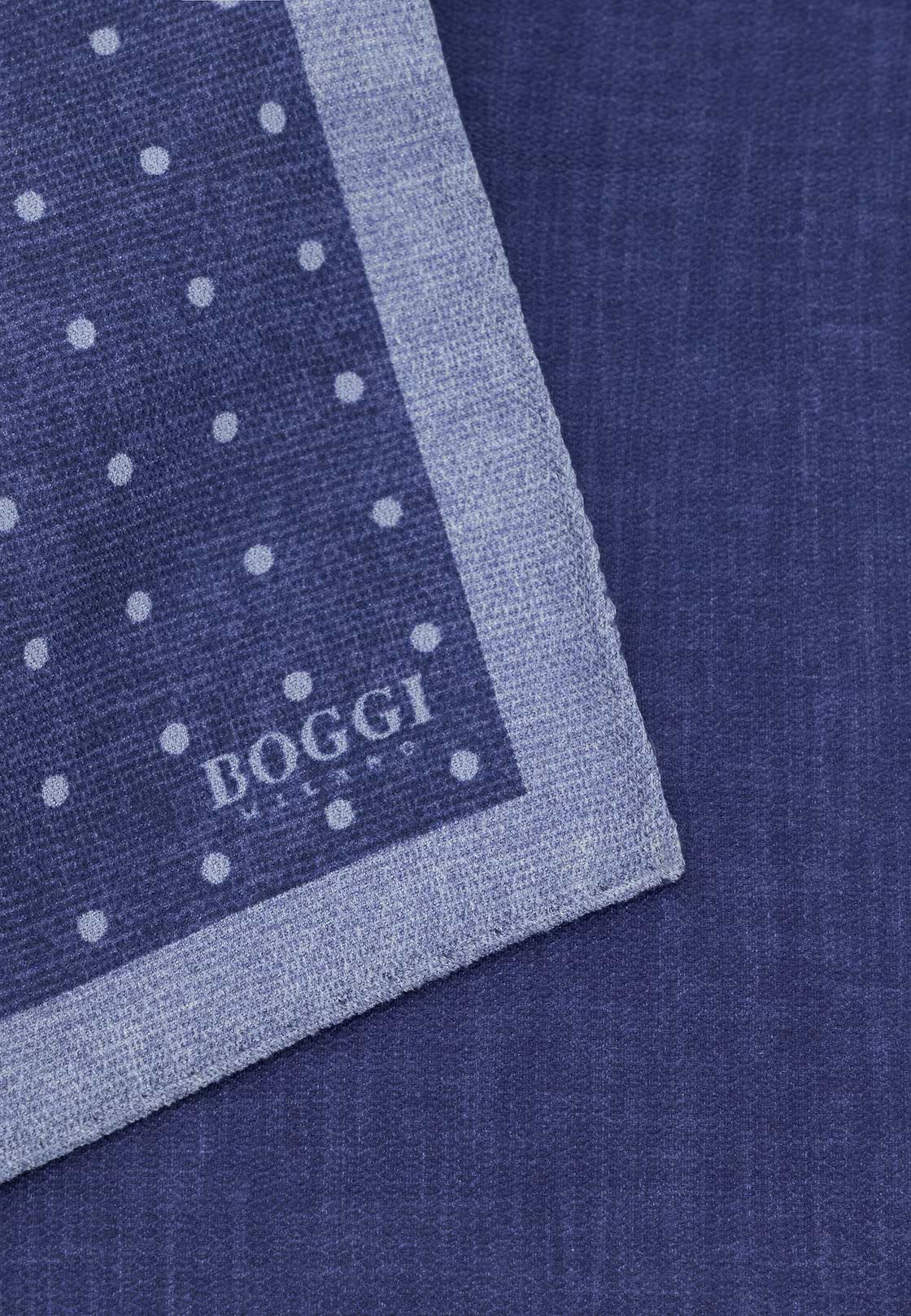 Pocket Square Double Print Polka Dot Silk, Blue, hi-res, 3