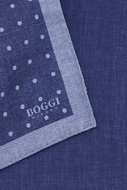Pocket Square Double Print Polka Dot Silk, Blue, thumb, 3
