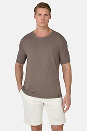 Cotton and Viscose Jersey T-Shirts, Brown, hi-res