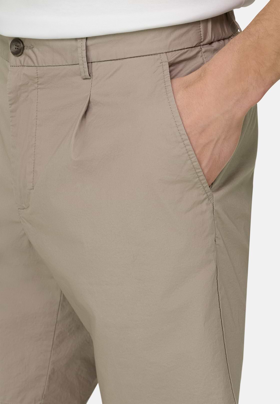 Bermuda In Cotone Con Coulisse, Taupe, hi-res, 4