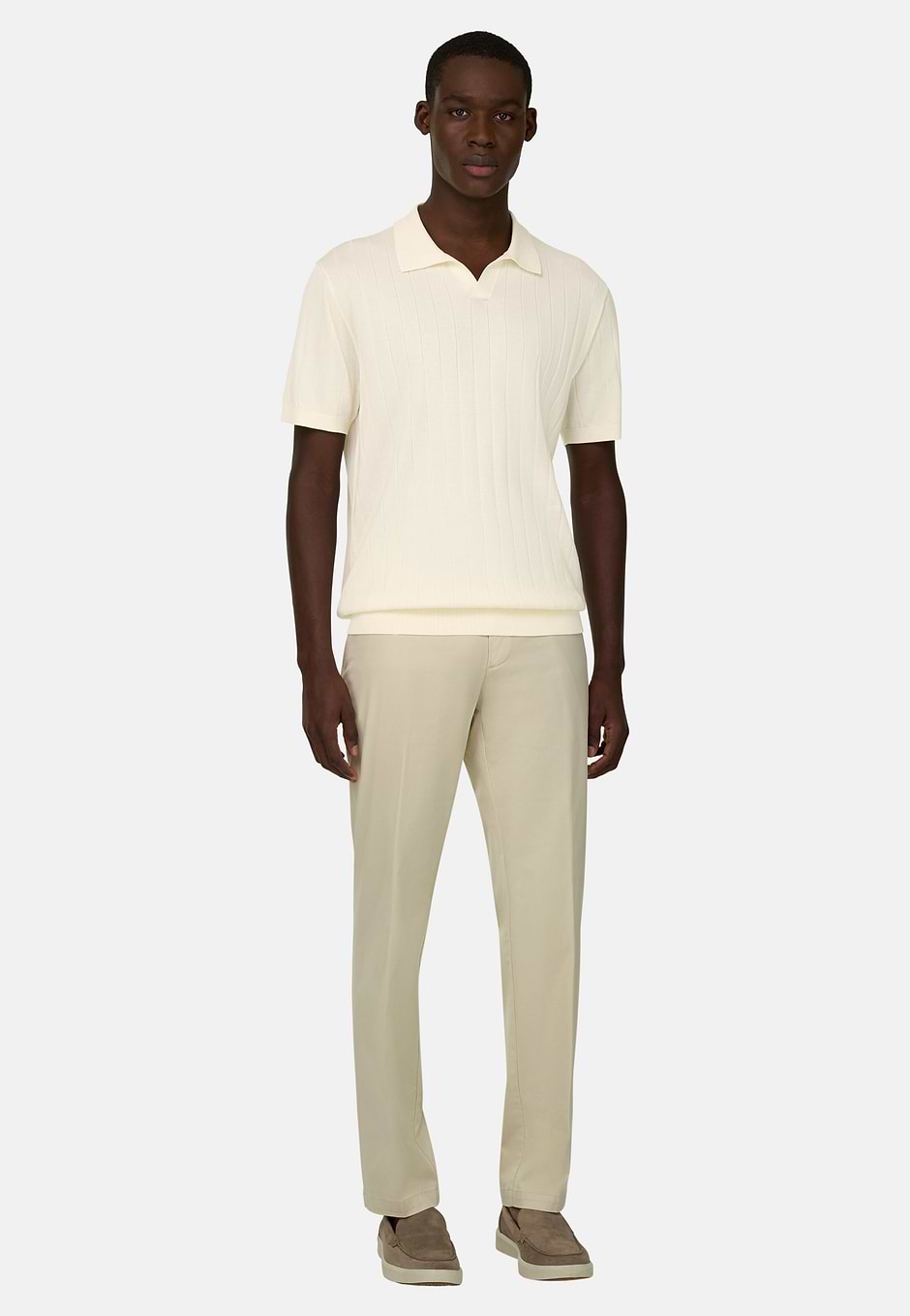 Polo Di Maglia In Cotone Seta, Crema, hi-res
