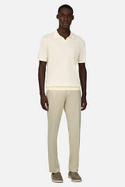 Polo Di Maglia In Cotone Seta, Crema, thumb, 2