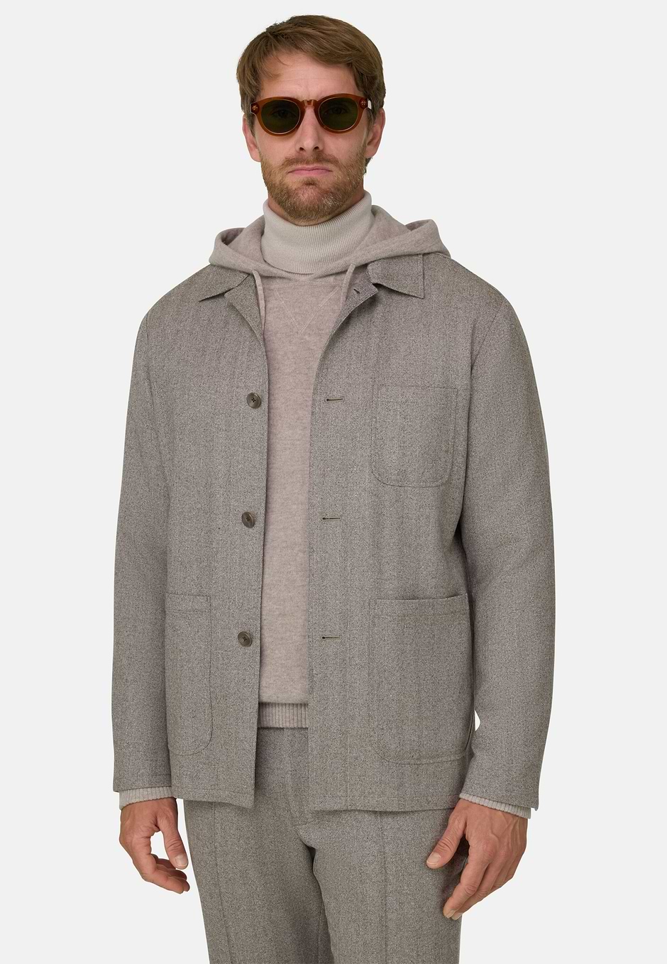 Shacket Herringbone Wool, Taupe, hi-res