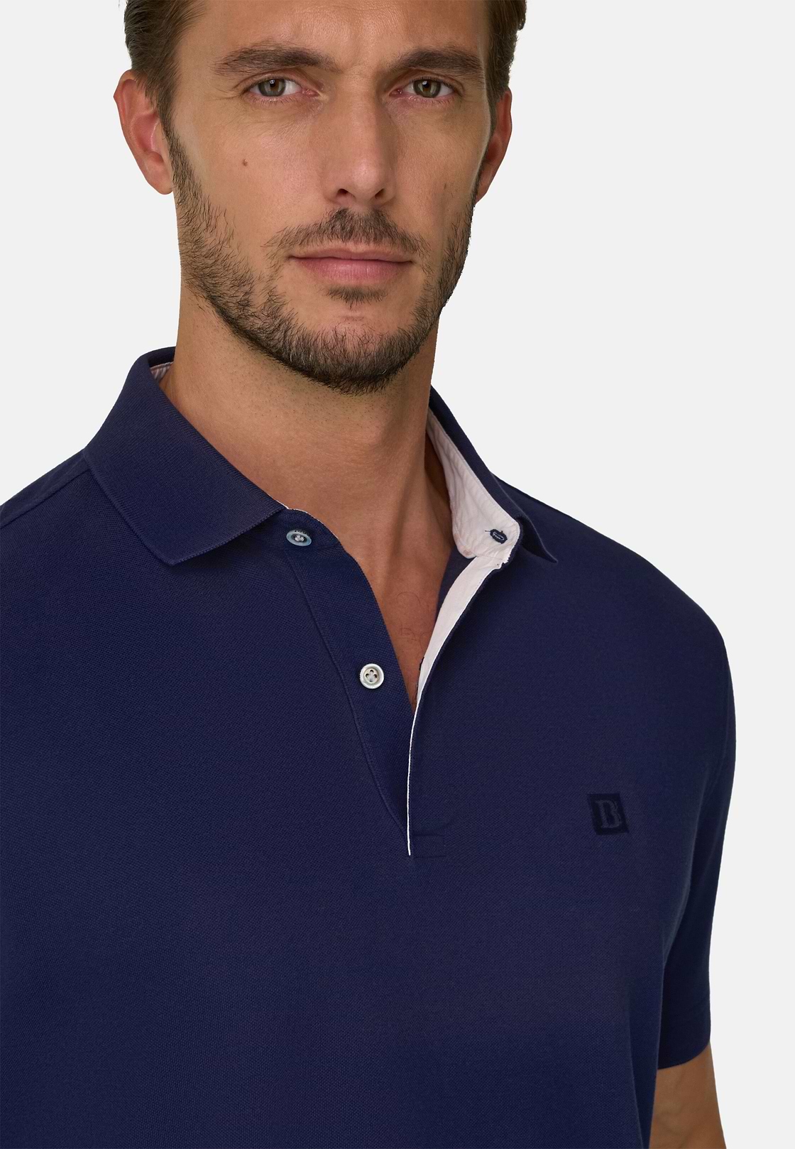 Polo In Piquè Di Cotone Regular Fit, Navy, hi-res, 3