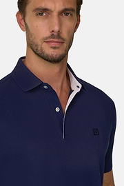 Polo In Piquè Di Cotone Regular Fit, Navy, thumb, 3