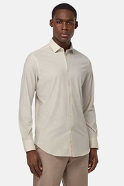 Slim Fit Stretch Nylon Shirt, Beige, hi-res