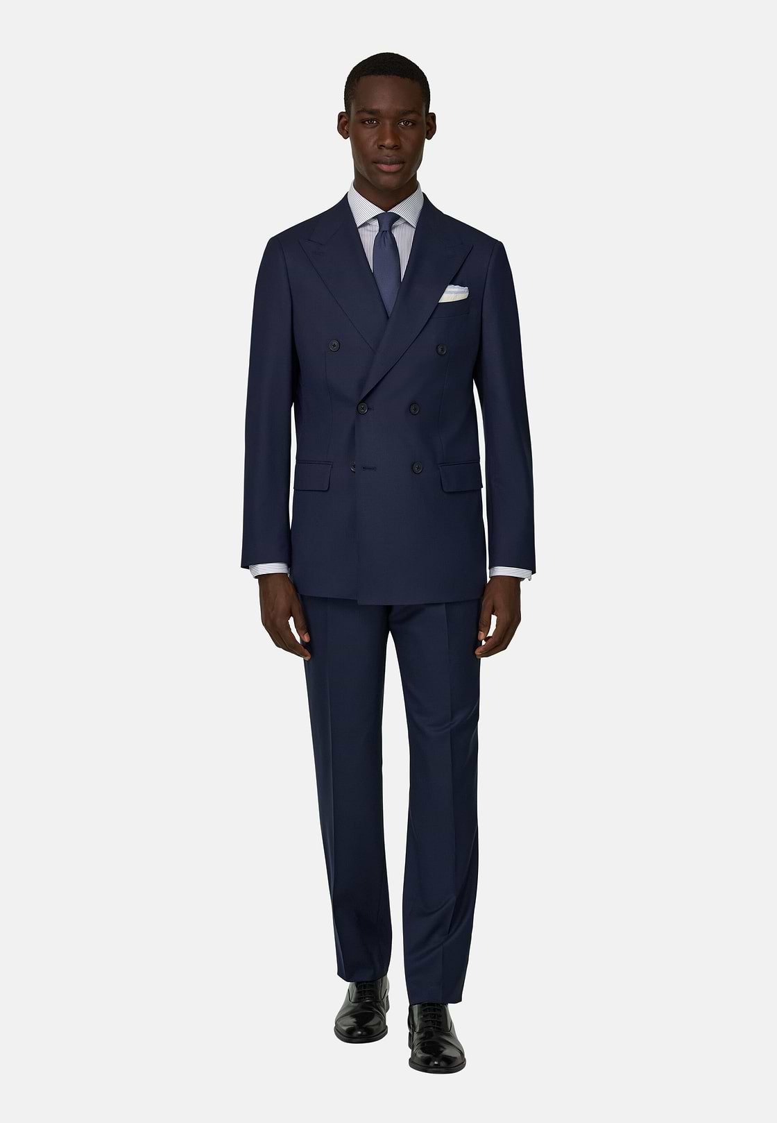 Wool Blend Double Breasted Suit, Navy blue, hi-res, 2