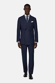 Wool Blend Double Breasted Suit, Navy blue, thumb, 2
