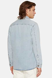 Sobrecamisa De Denim De Algodón, Azul claro, hi-res