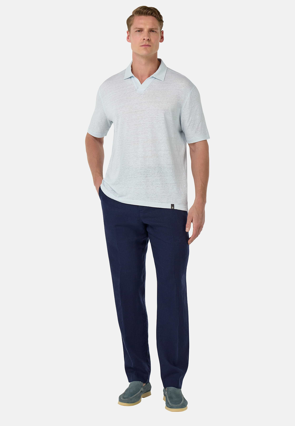 Pantalon En Lin, bleu marine, hi-res