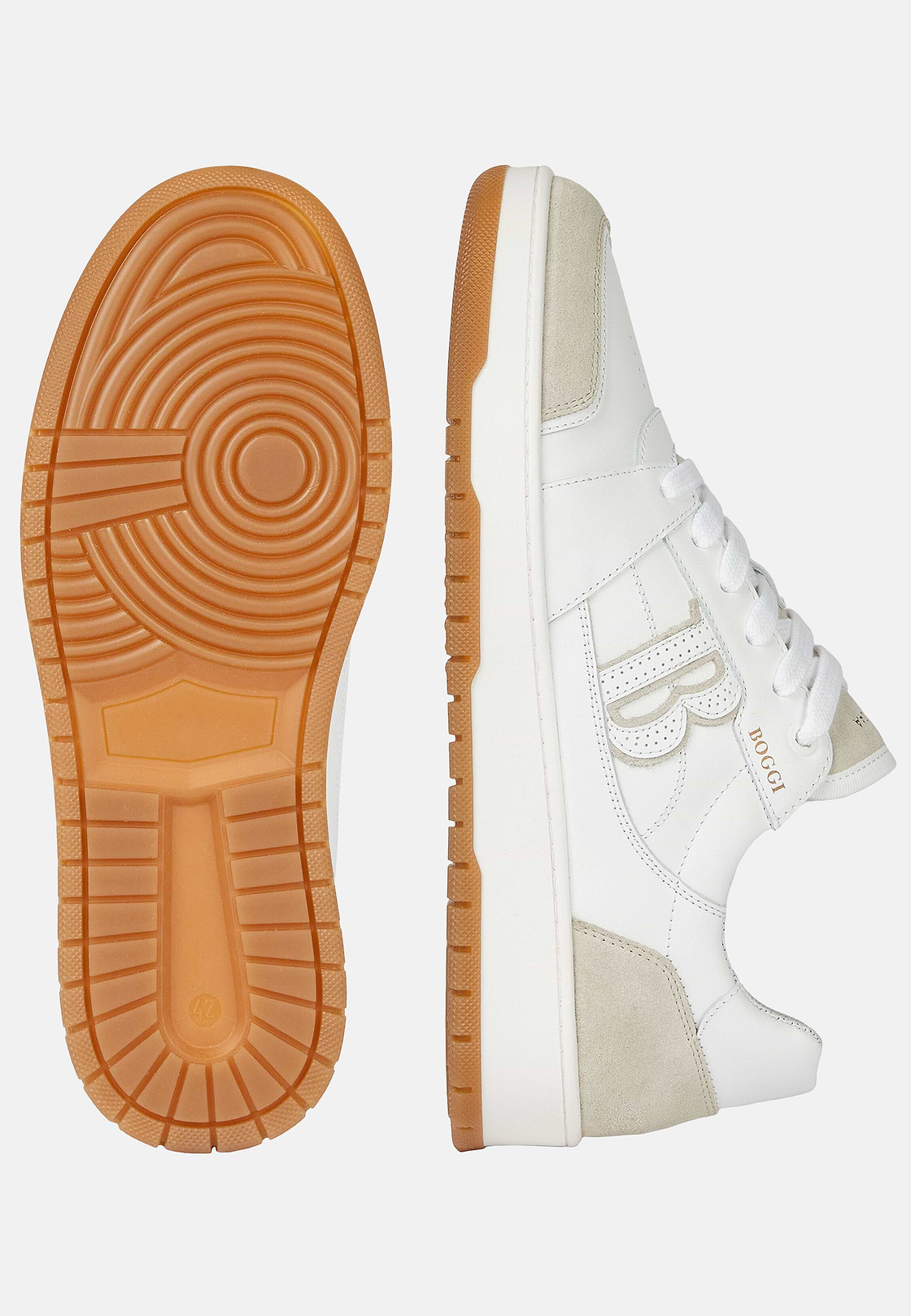 White Leather Trainers With Large Logo, White, hi-res