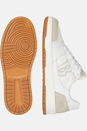 Sneakers Blanches En Cuir Avec Macro Logo, Blanc, hi-res