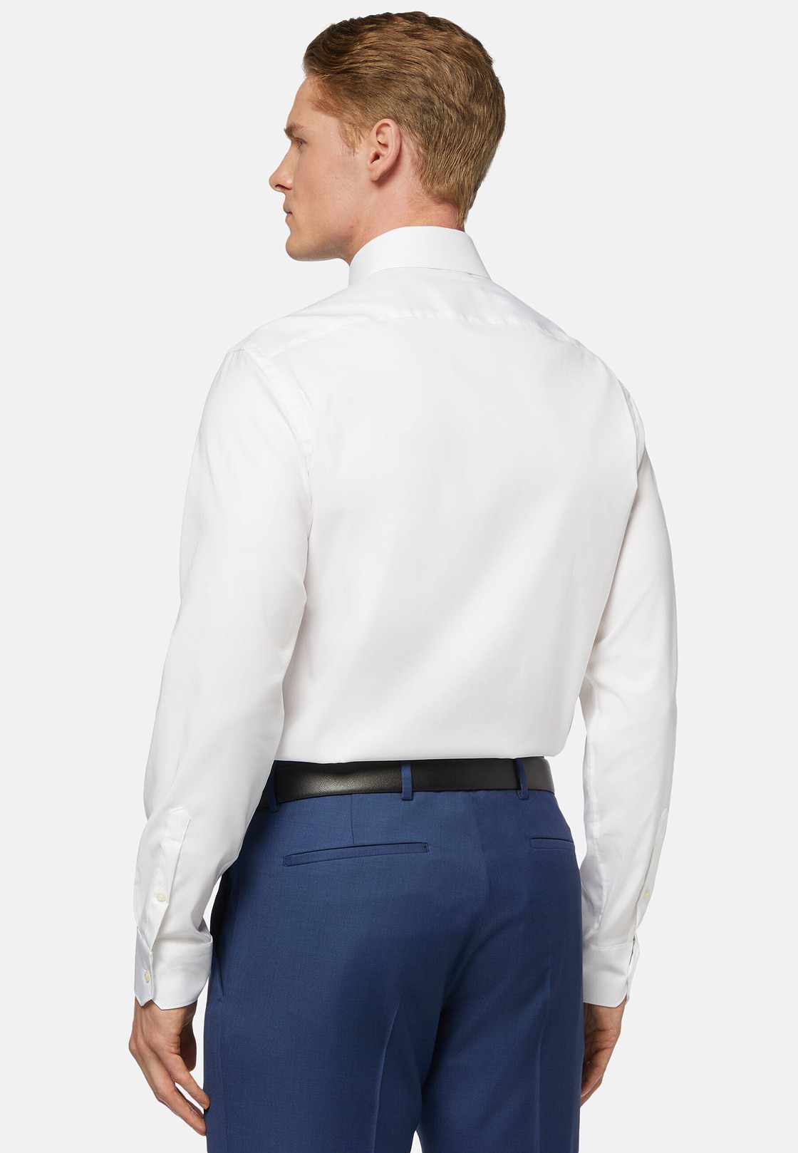 White slim fit cotton pin point shirt, White, hi-res