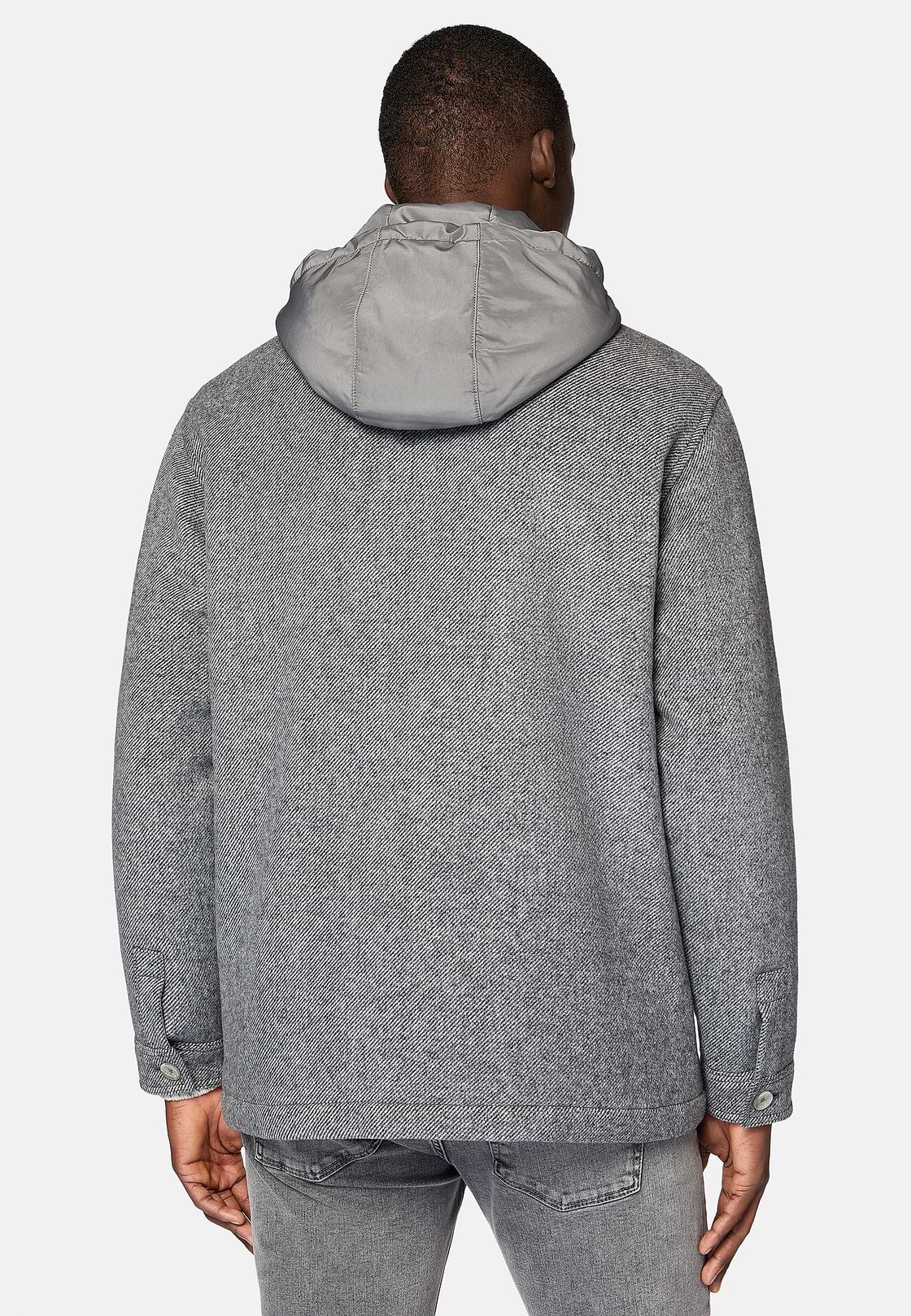 Blink Shirt Jacket In Wool With Bib, Grey, hi-res