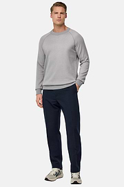 Stretch Cotton Trousers, Navy blue, hi-res
