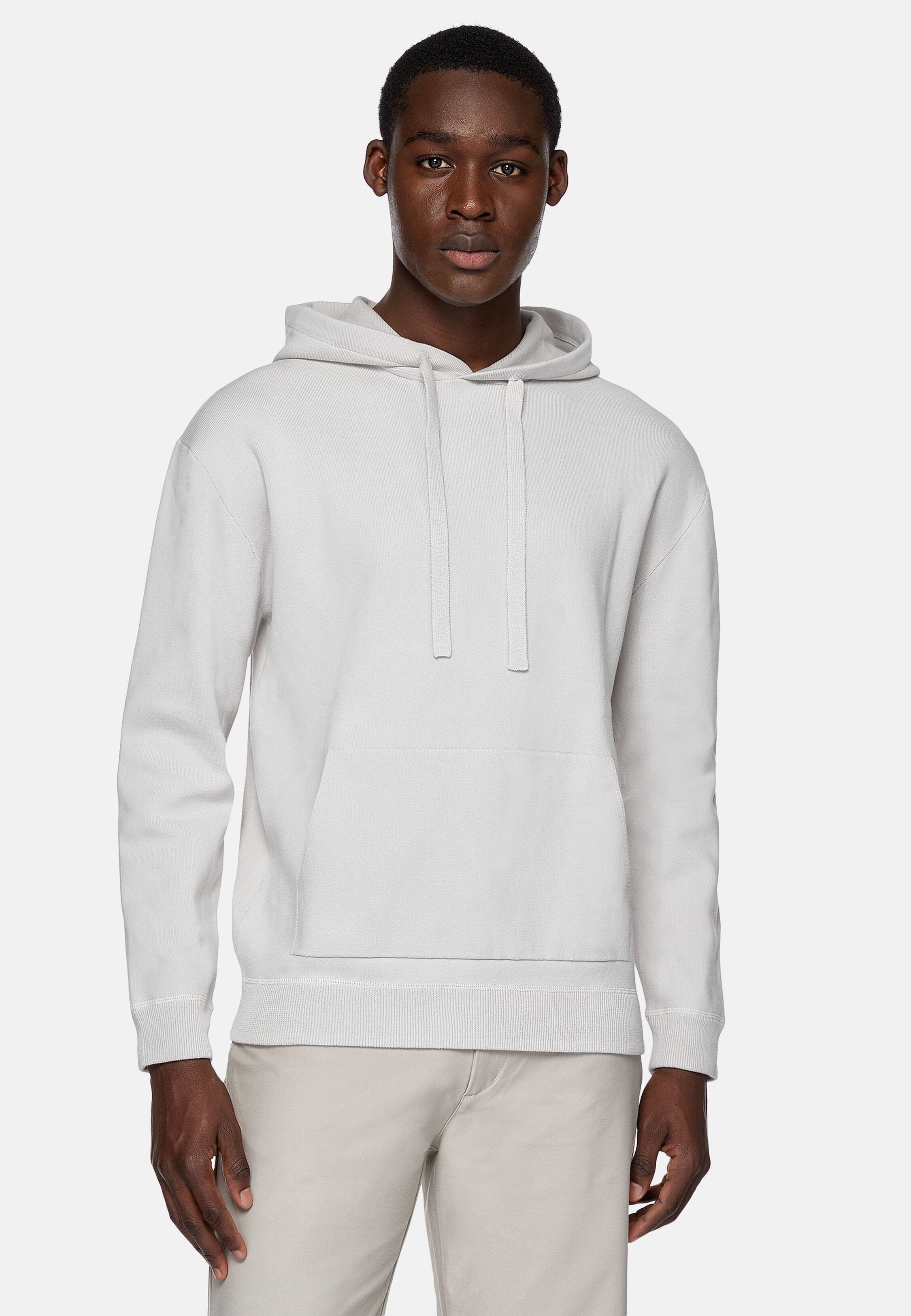 Men s Charcoal Hoodie in Technical Cotton Jersey Fleece Boggi Milano