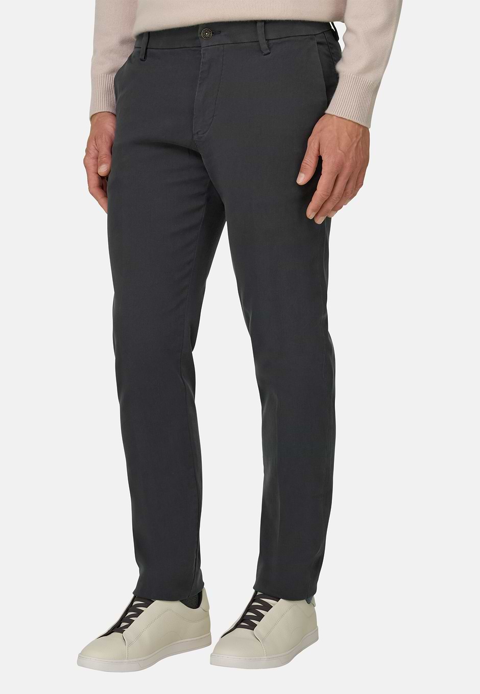 Pantalones en Algodón Elástico, Carbón, hi-res