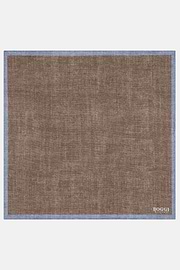 Colour Block Silk Pocket Square, Taupe, thumb, 2