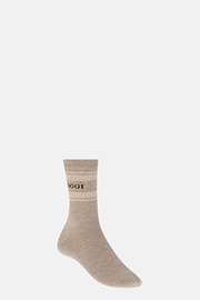 Chaussettes Logo À Rayures, Taupe, thumb, 1