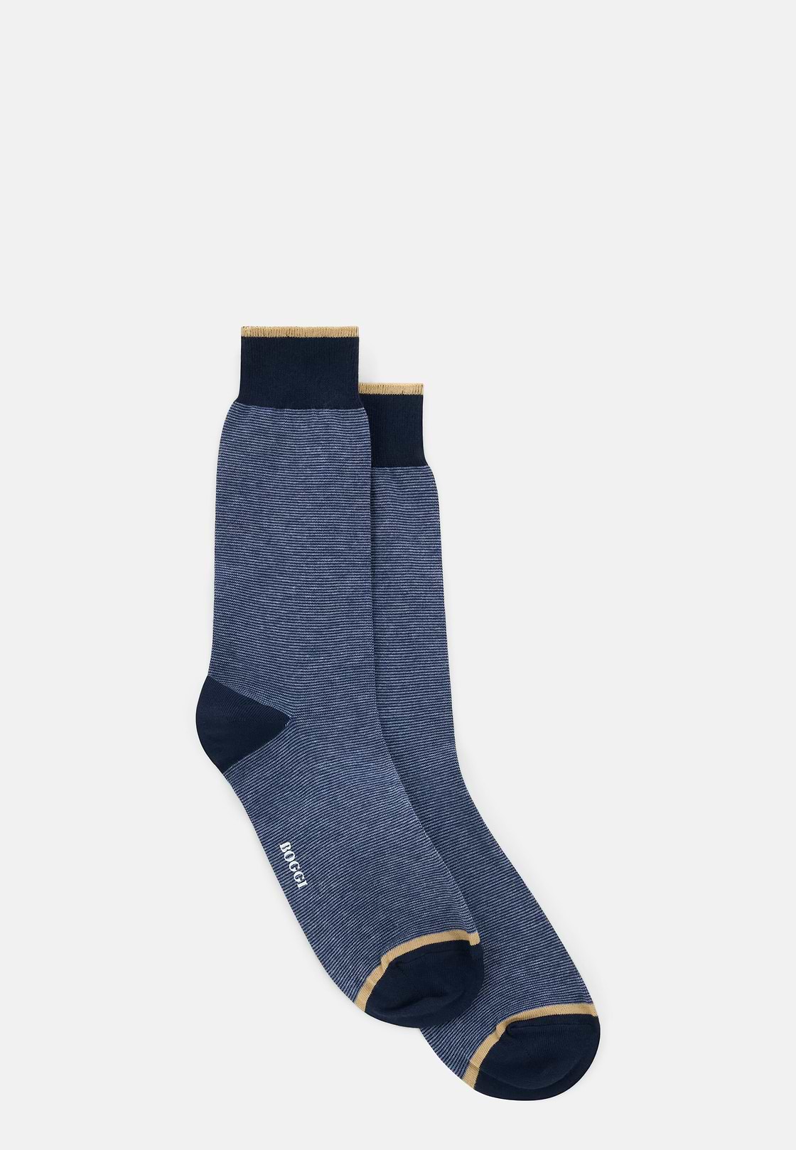 Short Socks Striped Cotton Blend, Navy blue, hi-res, 2