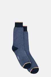 Short Socks Striped Cotton Blend, Navy blue, thumb, 2