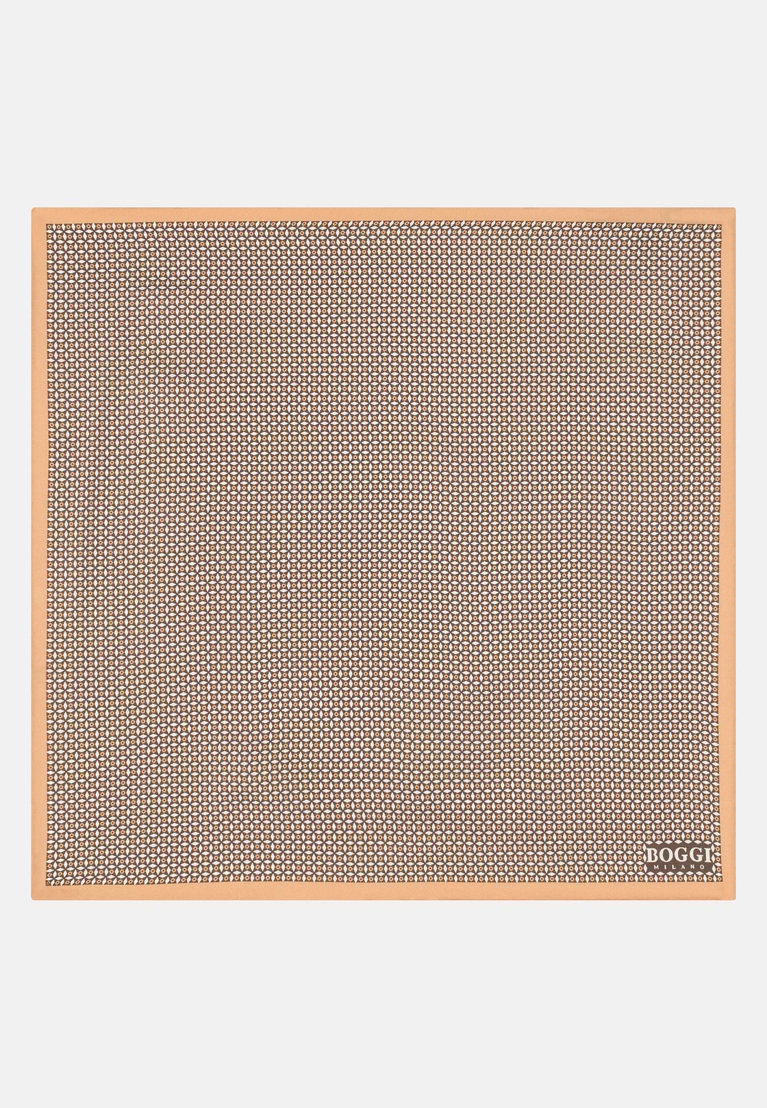 Geometric Silk Pocket Square, Orange, hi-res, 2