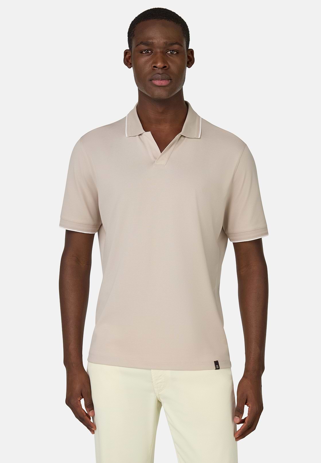 S.Cafè® High-Performance Piqué Polo Shirt, Sand, hi-res