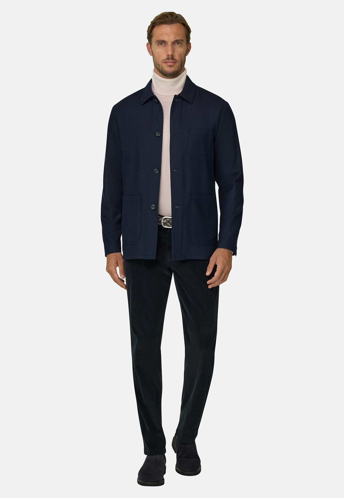 Shacket in Diagonal Wool, Navy blue, hi-res, 2