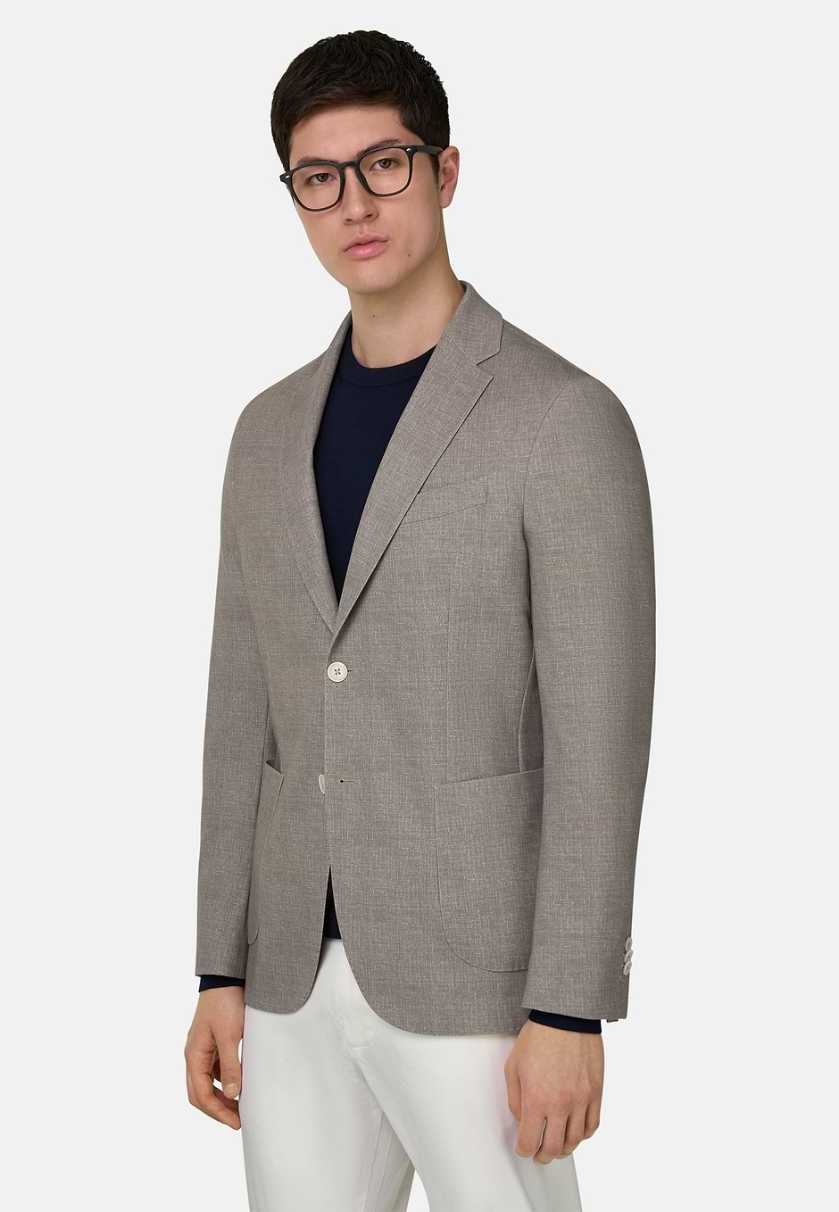 Veste À Micro Motif En Polycoton, Light grey, hi-res