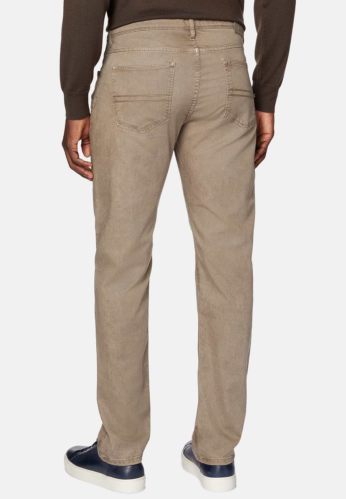 Stretch Cotton/Tencel Jeans, Taupe, hi-res