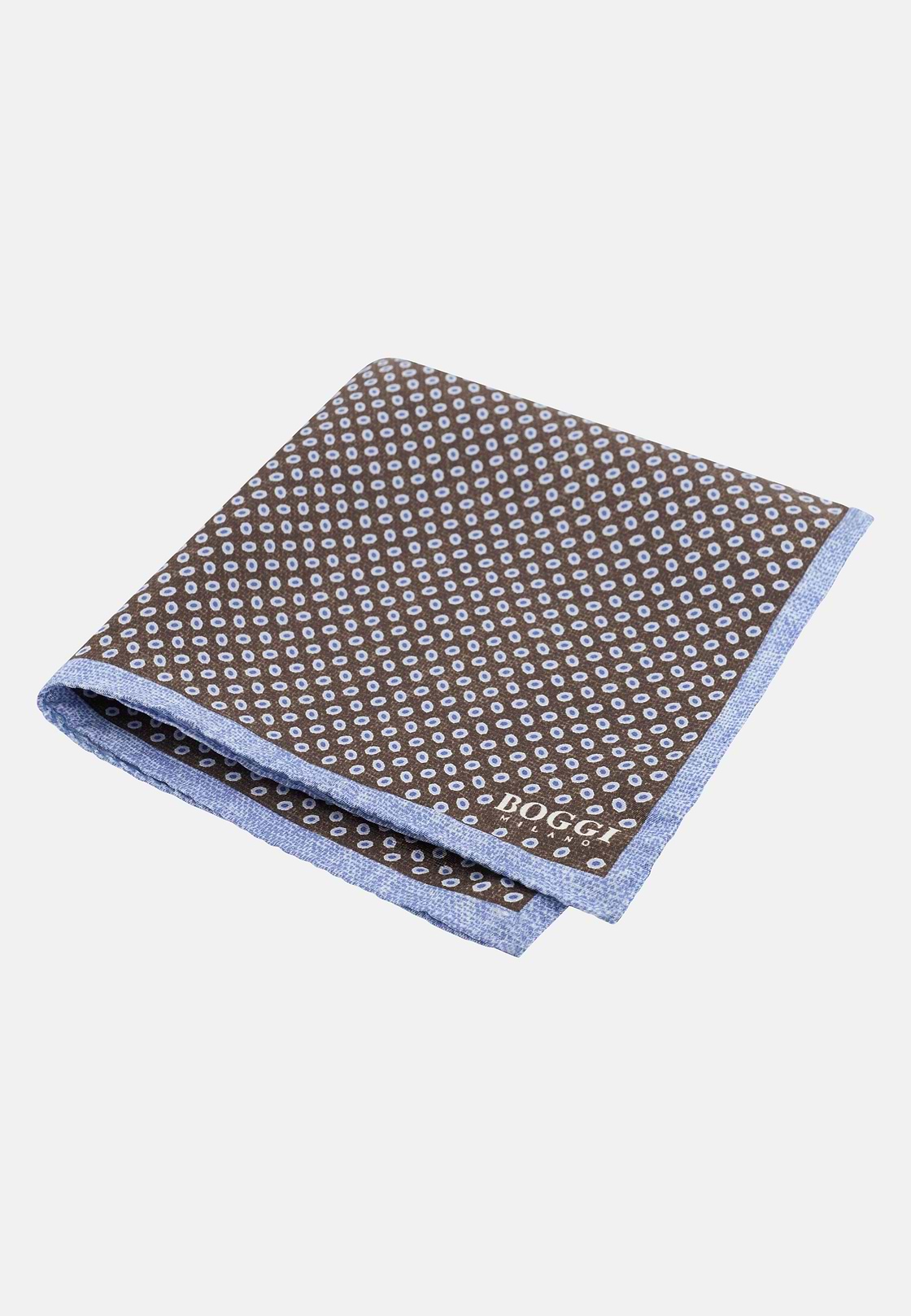 Micro Geometric Silk Pocket Square, Brown, hi-res, 1