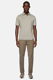 Polo Shirt In Stretch Supima Cotton, Taupe, hi-res