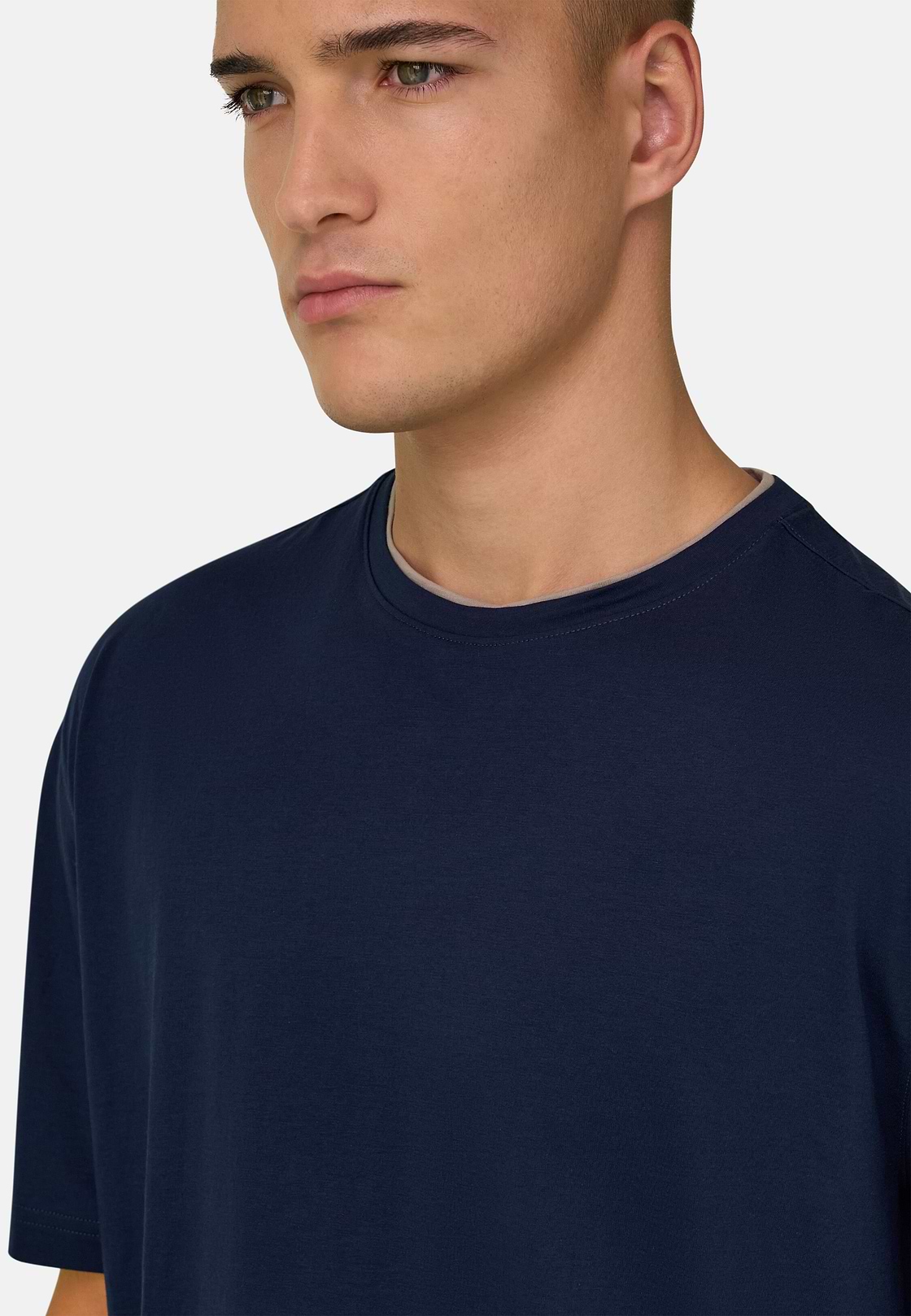 T-shirt In Cotone Pima, Navy, hi-res, 4