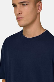 T-shirt In Cotone Pima, Navy, thumb, 4