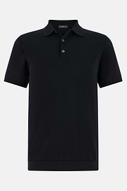 Polo Di Maglia In Cotone Seta, Nero, thumb, 5