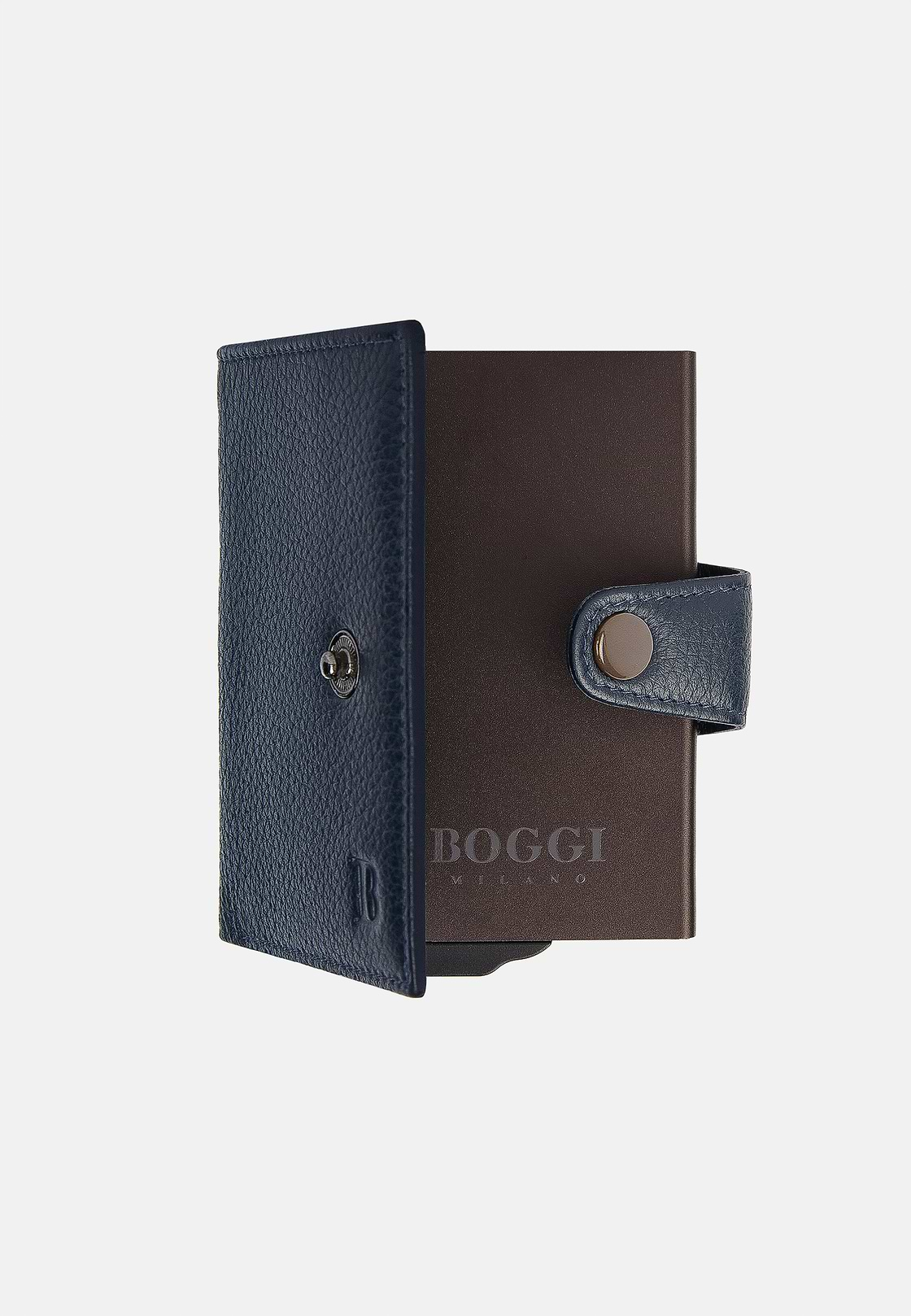 Leather Credit Card Holder, Navy blue, hi-res