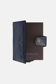 Leather Credit Card Holder, Navy blue, hi-res