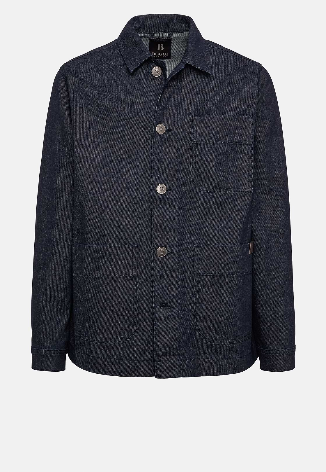 Veste Chemise De Travail En Denim, Bleu Foncé, hi-res