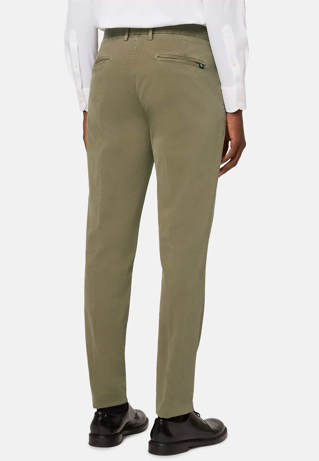 Pantaloni In Cotone Elasticizzato, Kaki, hi-res