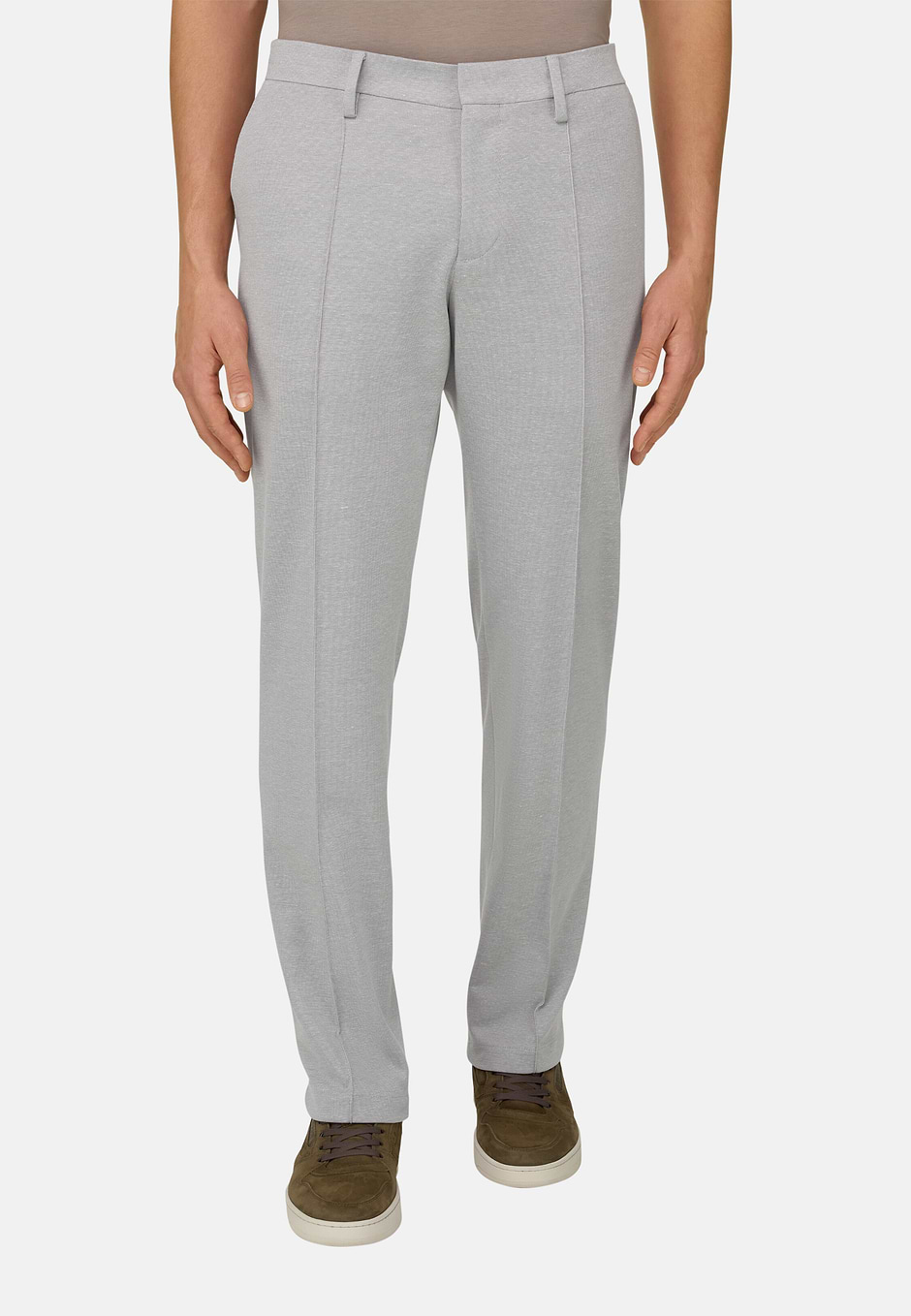 Cotton Blend Jersey Trousers, Grey, hi-res