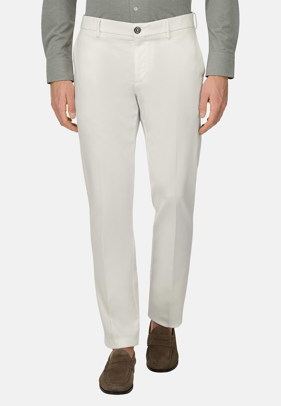 Hose Aus Baumwoll-Tencel-Stretch, Weiß, hi-res